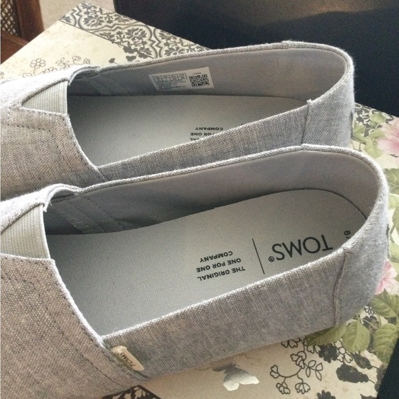 Toms Alpargata Drizzle Grey Slub Chambray Slip-Ons Size 9W. EUC - Picture 2 of 5
